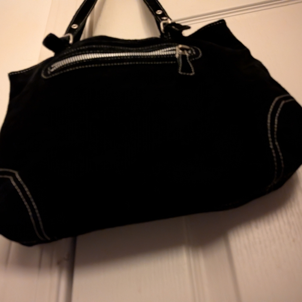 Newport News Black Suede/Genuine Leather Shoulder Bag - Picture 4 of 8